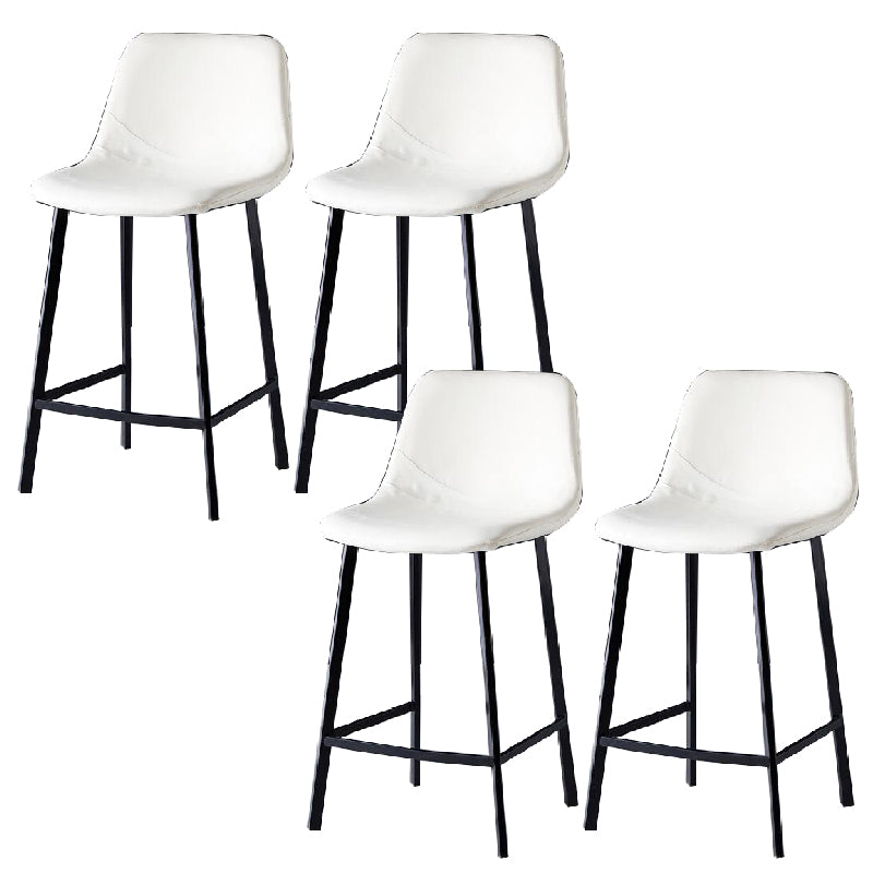 Contemporary Counter Stool Faux Leather Living Room Bar Stool with Metal Legs