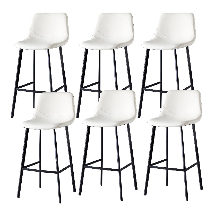 Contemporary Counter Stool Faux Leather Living Room Bar Stool with Metal Legs