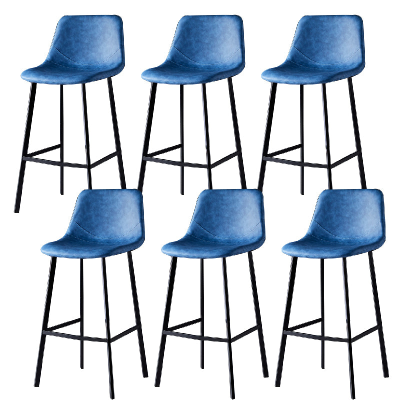 Contemporary Counter Stool Faux Leather Living Room Bar Stool with Metal Legs