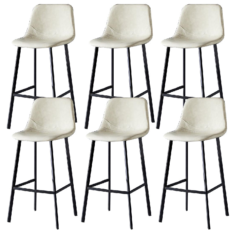 Contemporary Counter Stool Faux Leather Living Room Bar Stool with Metal Legs