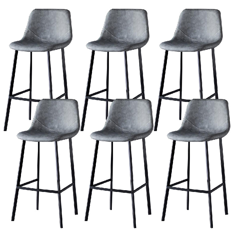 Contemporary Counter Stool Faux Leather Living Room Bar Stool with Metal Legs