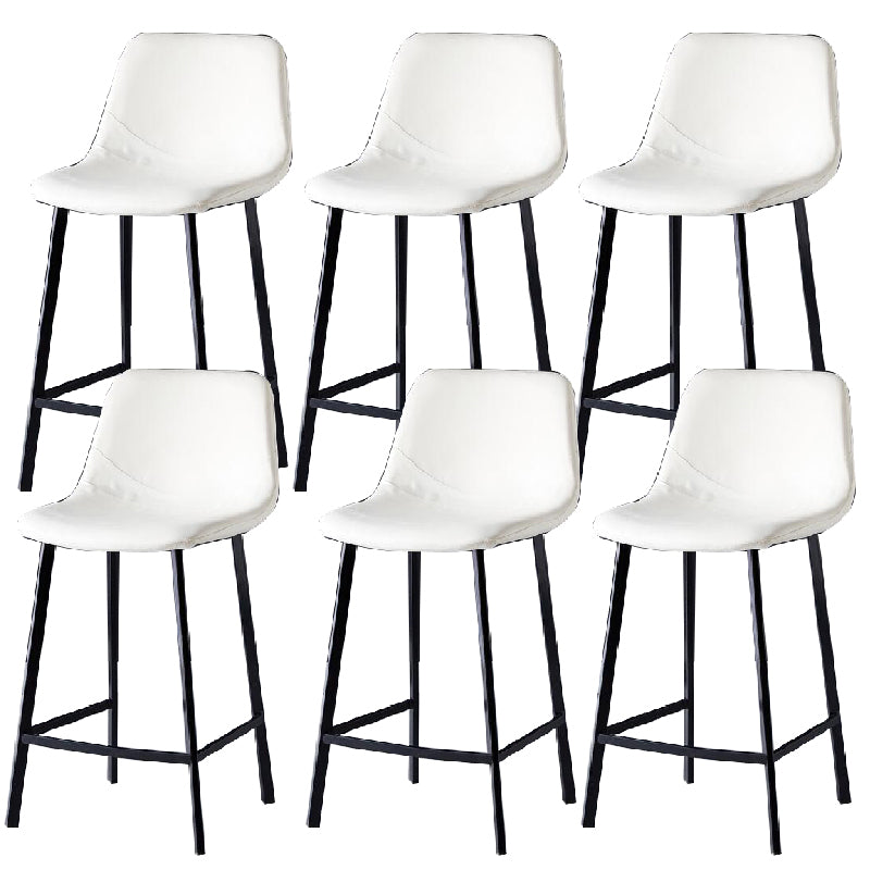 Contemporary Counter Stool Faux Leather Living Room Bar Stool with Metal Legs