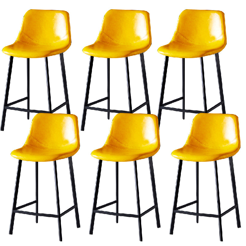 Contemporary Counter Stool Faux Leather Living Room Bar Stool with Metal Legs