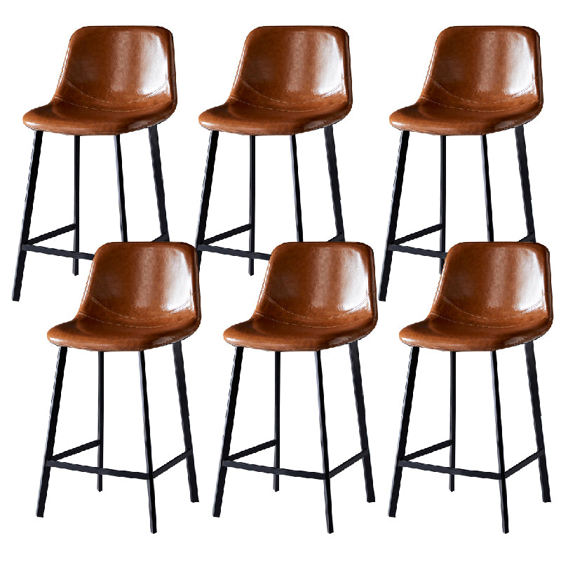Contemporary Counter Stool Faux Leather Living Room Bar Stool with Metal Legs