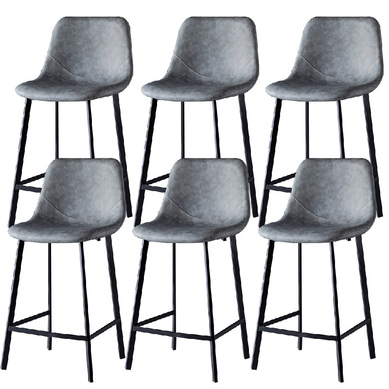 Contemporary Counter Stool Faux Leather Living Room Bar Stool with Metal Legs