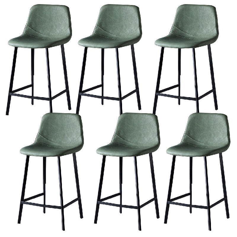 Contemporary Counter Stool Faux Leather Living Room Bar Stool with Metal Legs