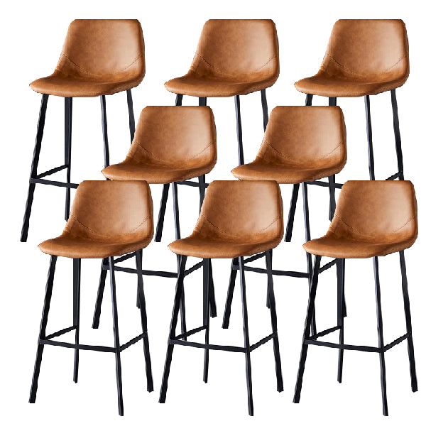 Contemporary Counter Stool Faux Leather Living Room Bar Stool with Metal Legs