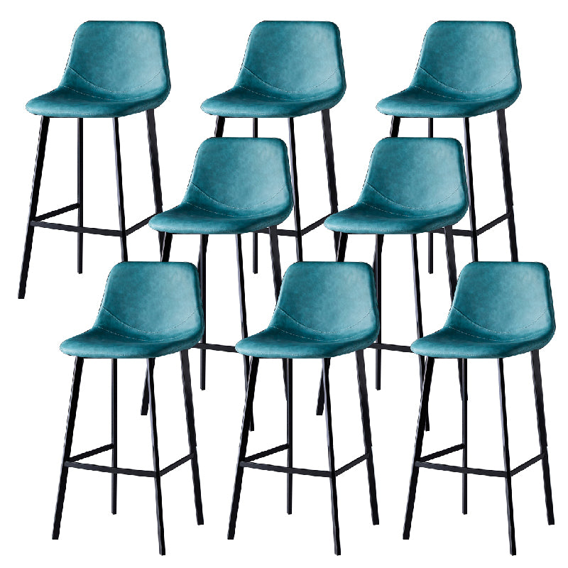 Contemporary Counter Stool Faux Leather Living Room Bar Stool with Metal Legs