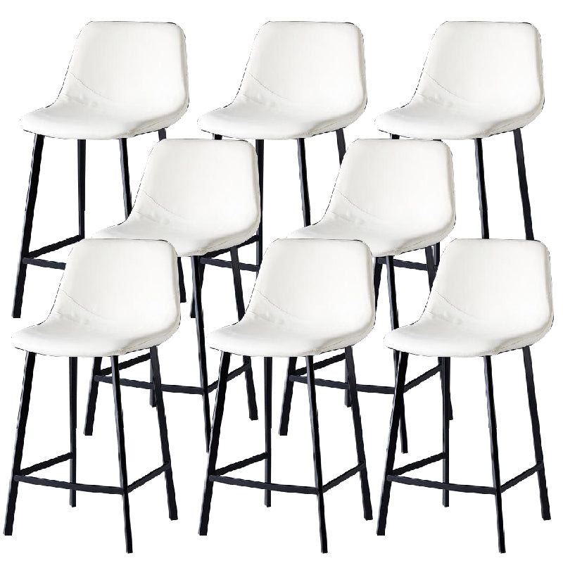 Contemporary Counter Stool Faux Leather Living Room Bar Stool with Metal Legs