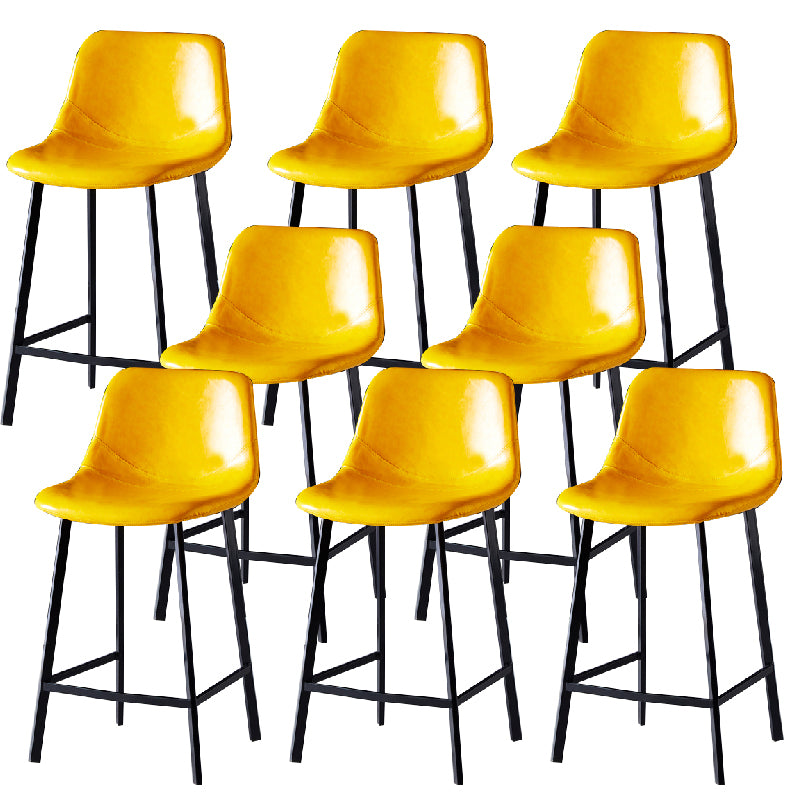 Contemporary Counter Stool Faux Leather Living Room Bar Stool with Metal Legs