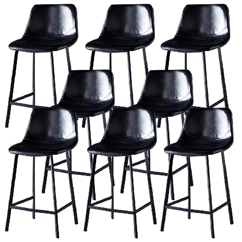 Contemporary Counter Stool Faux Leather Living Room Bar Stool with Metal Legs