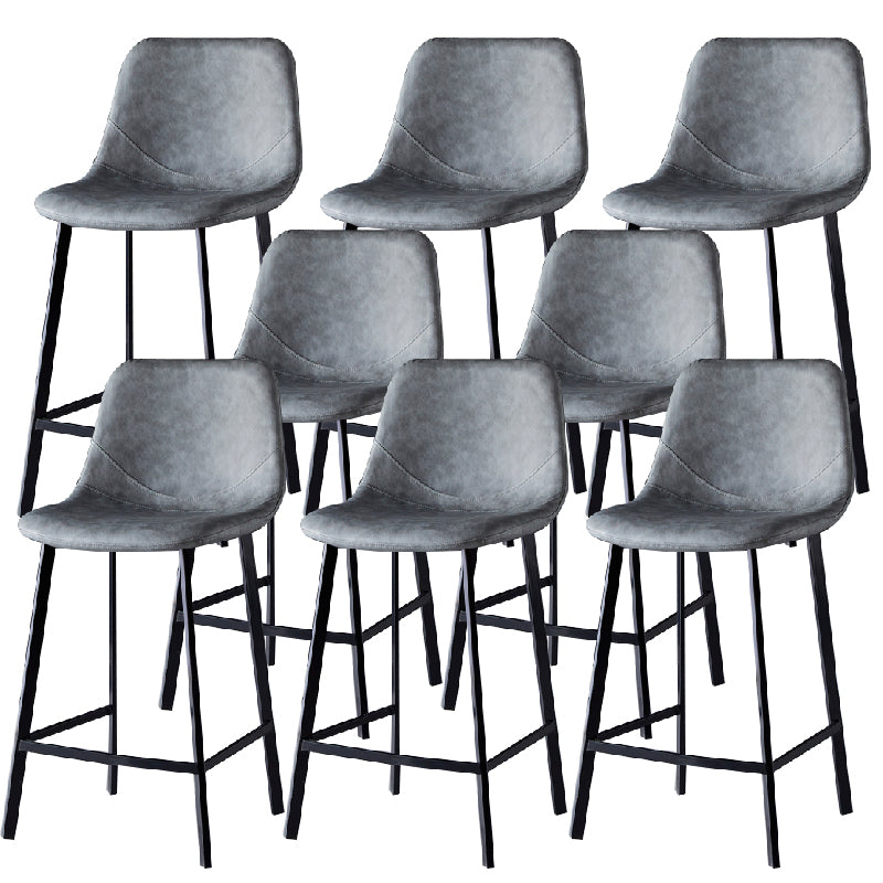 Contemporary Counter Stool Faux Leather Living Room Bar Stool with Metal Legs