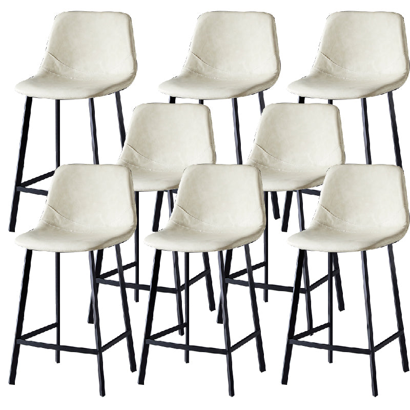 Contemporary Counter Stool Faux Leather Living Room Bar Stool with Metal Legs