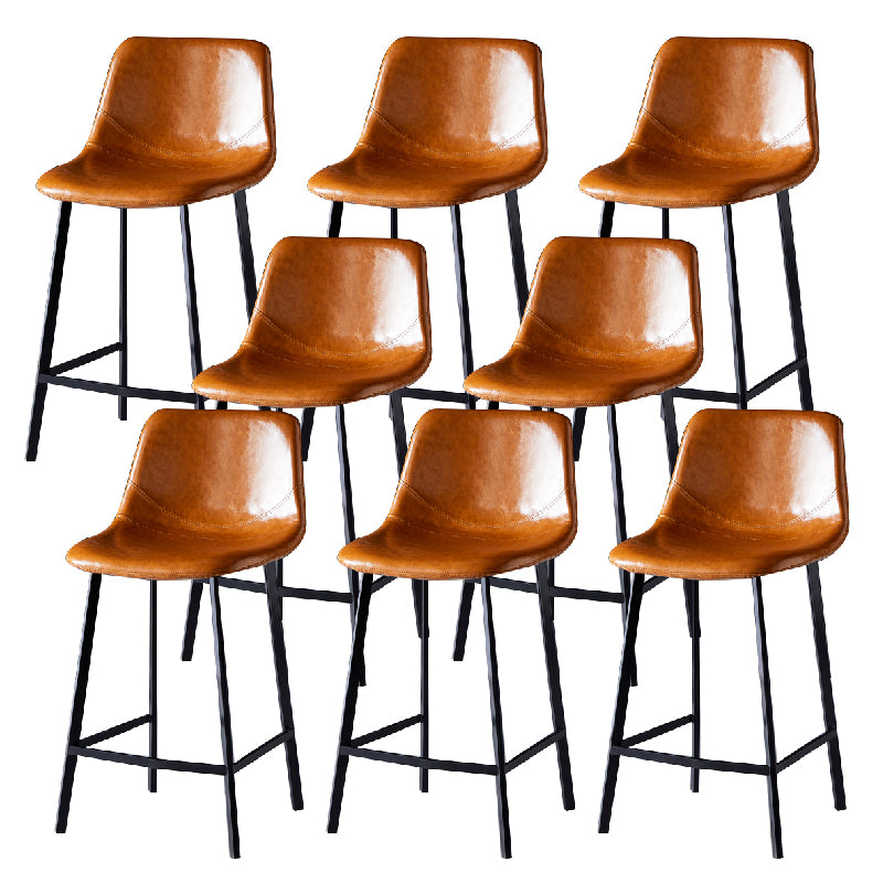 Contemporary Counter Stool Faux Leather Living Room Bar Stool with Metal Legs
