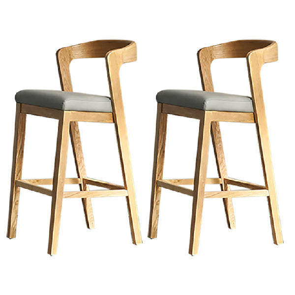Contemporary Wooden Bar Stool Low Back Counter Footrest Stool
