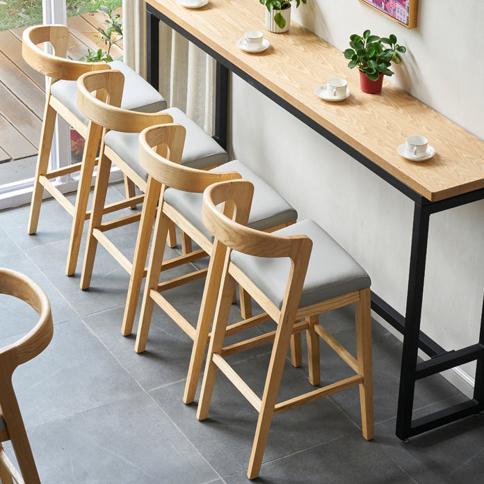 Contemporary Wooden Bar Stool Low Back Counter Footrest Stool