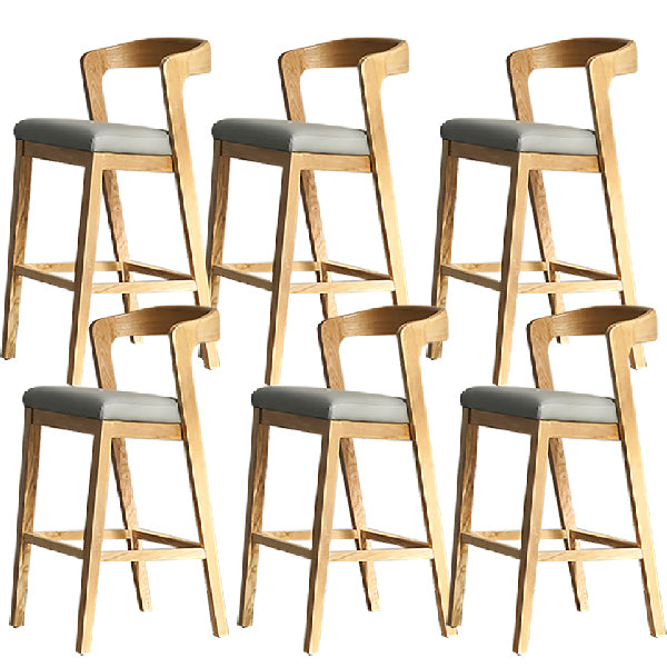 Contemporary Wooden Bar Stool Low Back Counter Footrest Stool