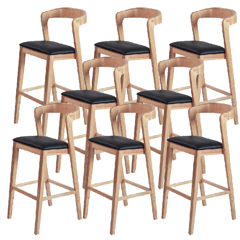 Contemporary Wooden Bar Stool Low Back Counter Footrest Stool