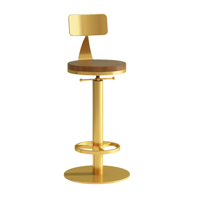 Industrial Backrest Armless Counter Stool Adjustable Bar Stool with Metal Base