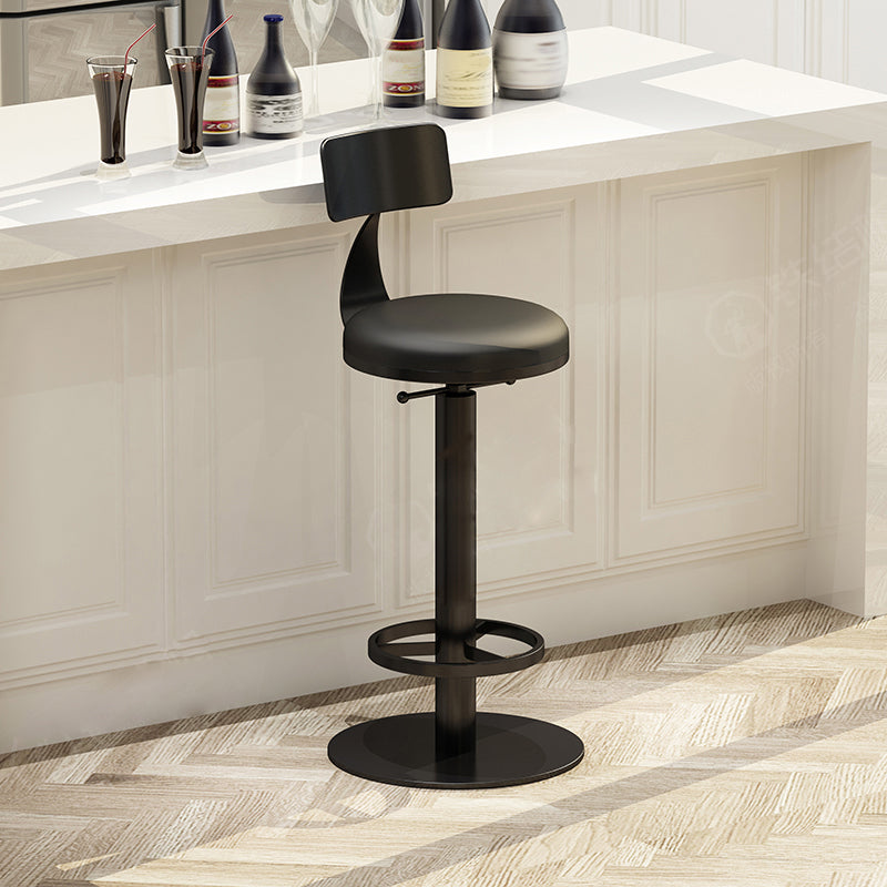 Industrial Backrest Armless Counter Stool Adjustable Bar Stool with Metal Base