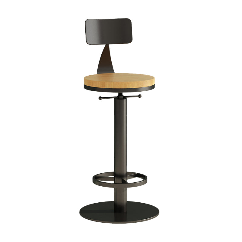 Industrial Backrest Armless Counter Stool Adjustable Bar Stool with Metal Base