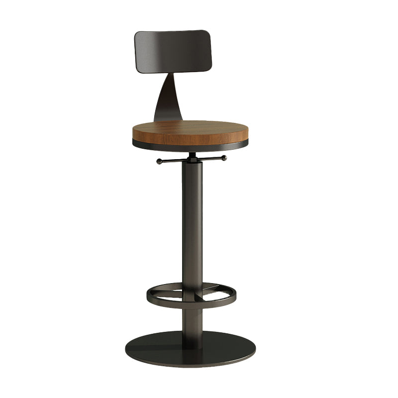 Industrial Backrest Armless Counter Stool Adjustable Bar Stool with Metal Base