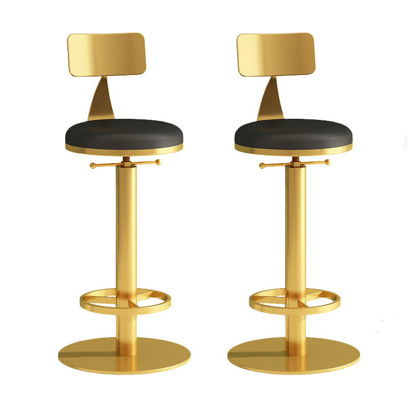 Industrial Backrest Armless Counter Stool Adjustable Bar Stool with Metal Base