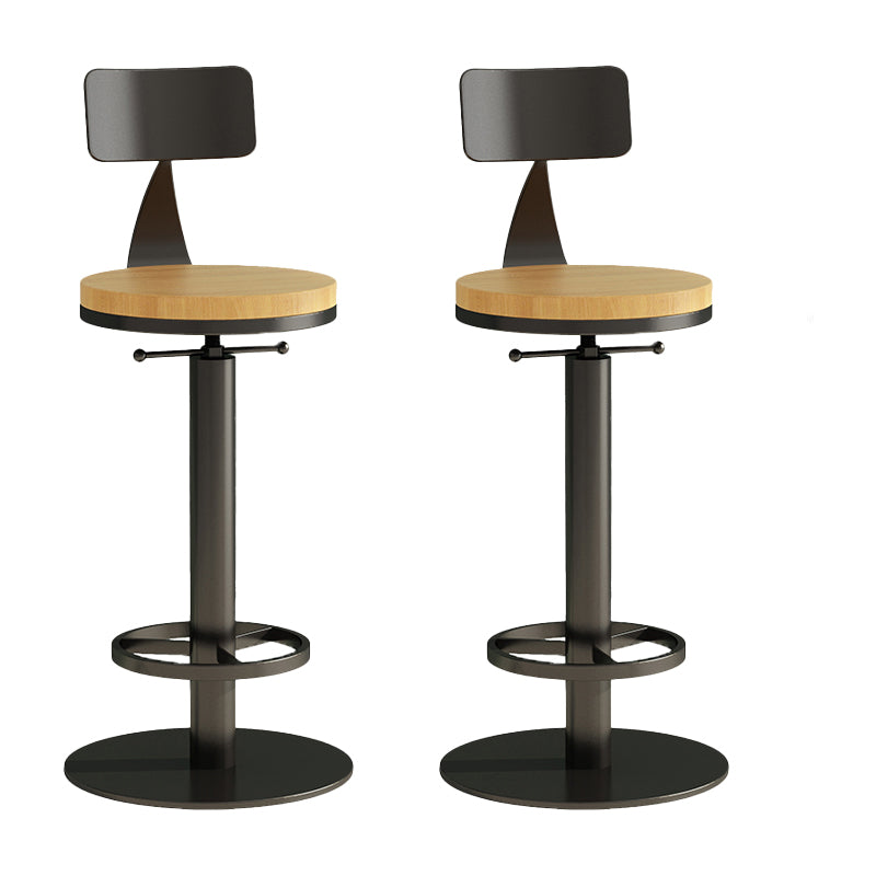 Industrial Backrest Armless Counter Stool Adjustable Bar Stool with Metal Base