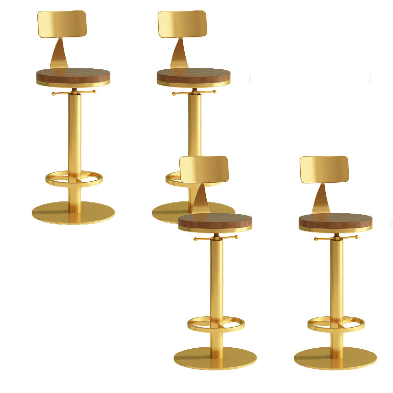 Industrial Backrest Armless Counter Stool Adjustable Bar Stool with Metal Base