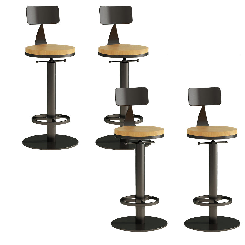 Industrial Backrest Armless Counter Stool Adjustable Bar Stool with Metal Base