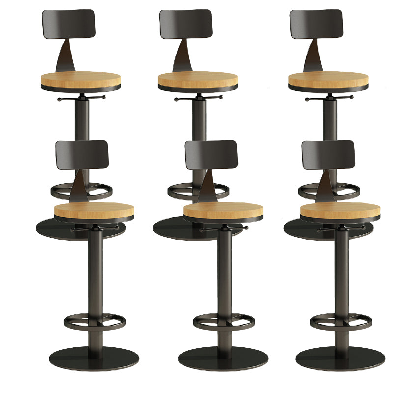 Industrial Backrest Armless Counter Stool Adjustable Bar Stool with Metal Base