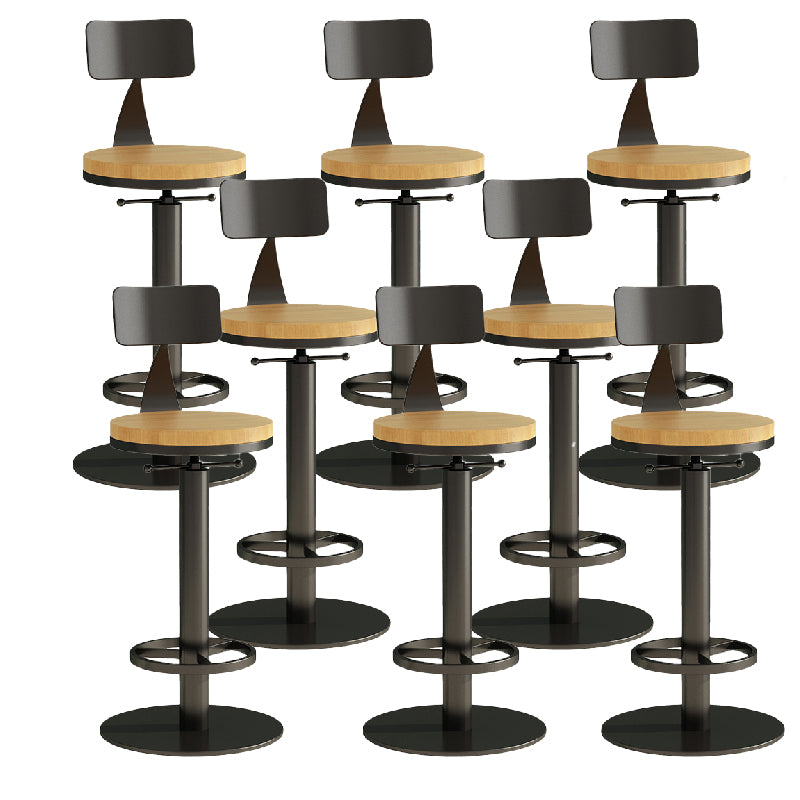 Industrial Backrest Armless Counter Stool Adjustable Bar Stool with Metal Base