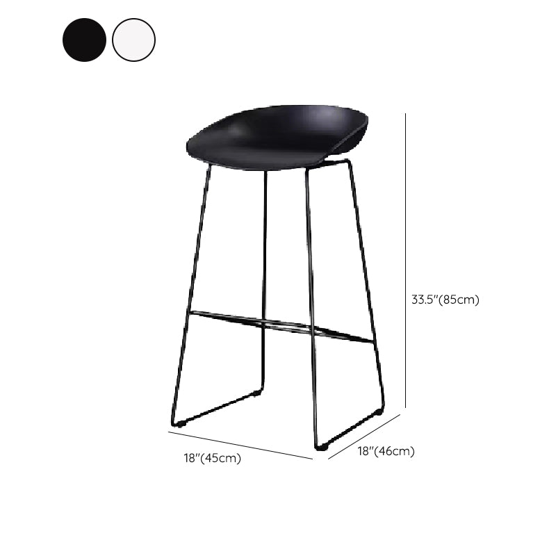 Contemporary Steel Base Bar Stool Armless Counter Stool for Living Room
