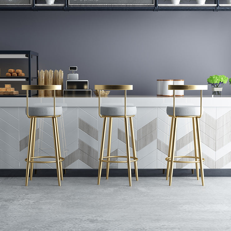 Glam Style Counter Stool Upholstered Living Room Bar Stool with Metal Legs