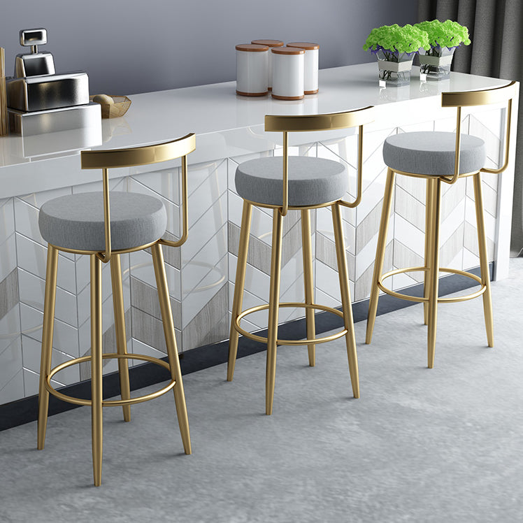 Glam Style Counter Stool Upholstered Living Room Bar Stool with Metal Legs