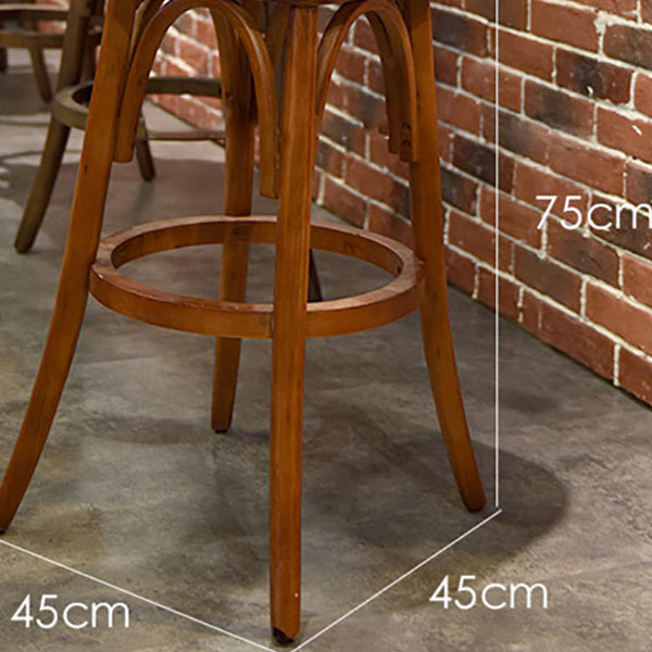Contemporary Round Wood Bar Stool Arm Low Back Counter Stool
