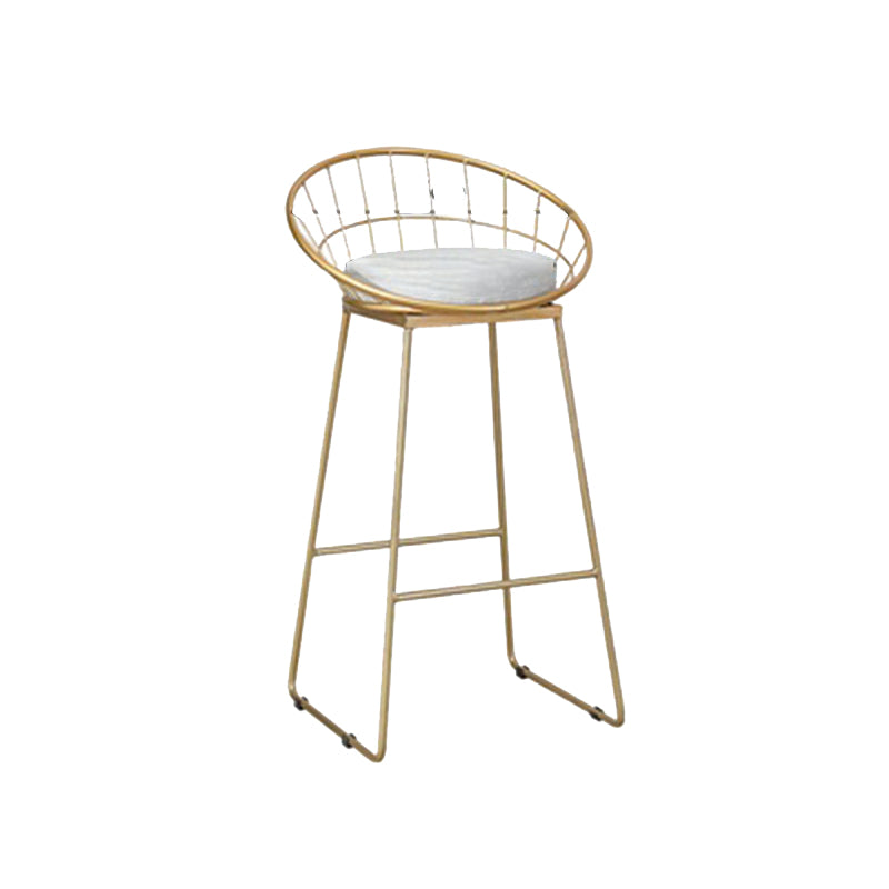 Glam Style Upholstered Counter Stool Round Armless Bar Stool with Metal Legs