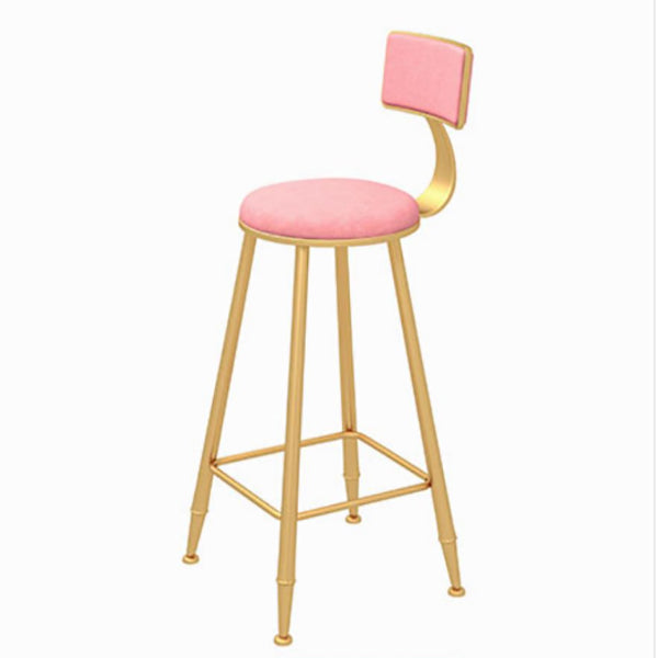 Glam Style Upholstered Counter Stool Round Armless Bar Stool with Metal Legs