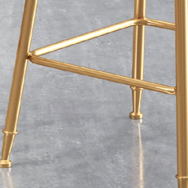 Glam Style Upholstered Counter Stool Round Armless Bar Stool with Metal Legs