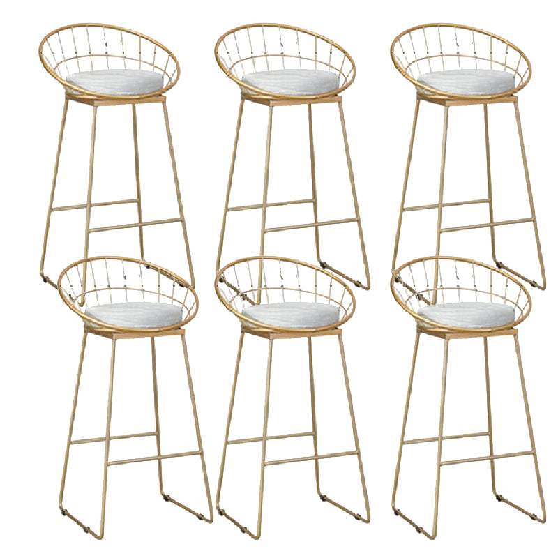 Glam Style Upholstered Counter Stool Round Armless Bar Stool with Metal Legs