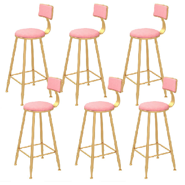 Glam Style Upholstered Counter Stool Round Armless Bar Stool with Metal Legs