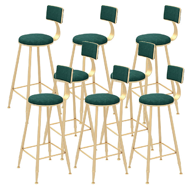 Glam Style Upholstered Counter Stool Round Armless Bar Stool with Metal Legs