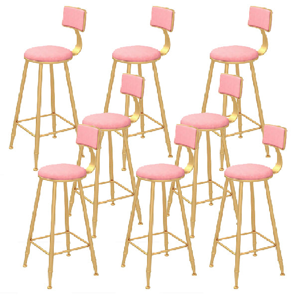 Glam Style Upholstered Counter Stool Round Armless Bar Stool with Metal Legs