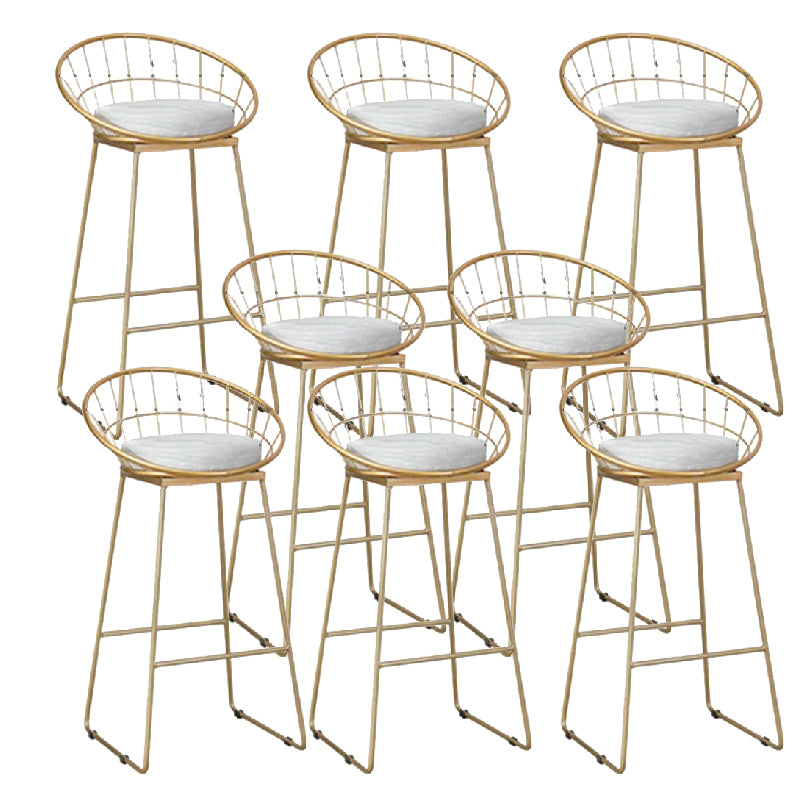 Glam Style Upholstered Counter Stool Round Armless Bar Stool with Metal Legs