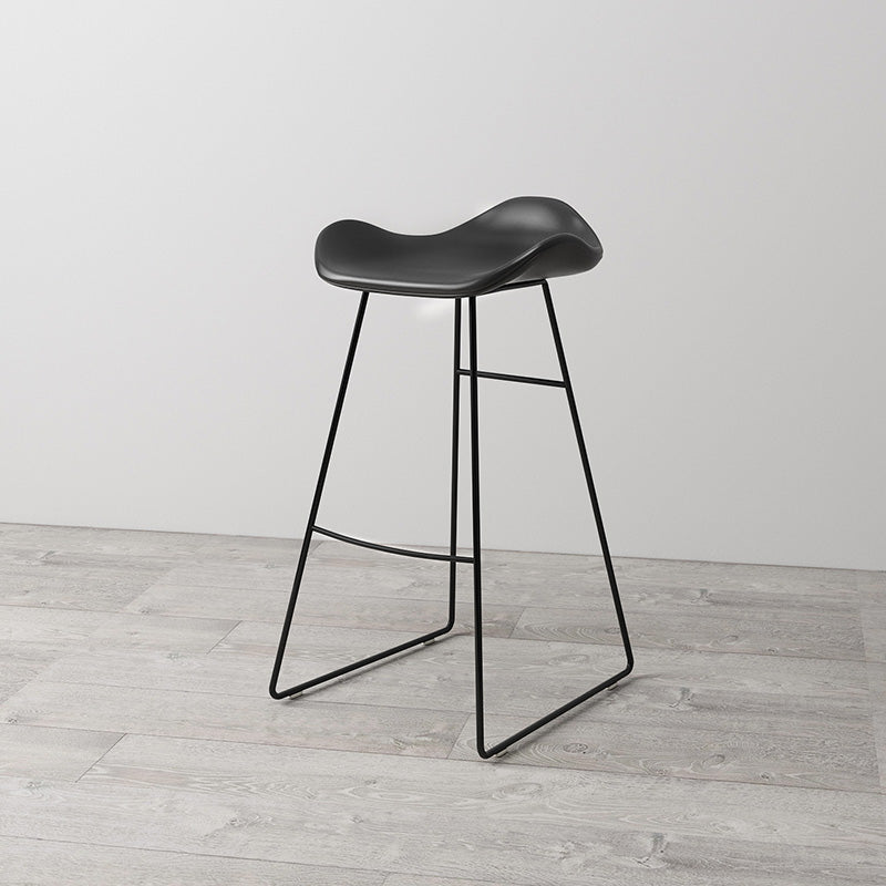 Modern Backrest Armless Counter Stool Upholstered Bar Stool with Metal Base
