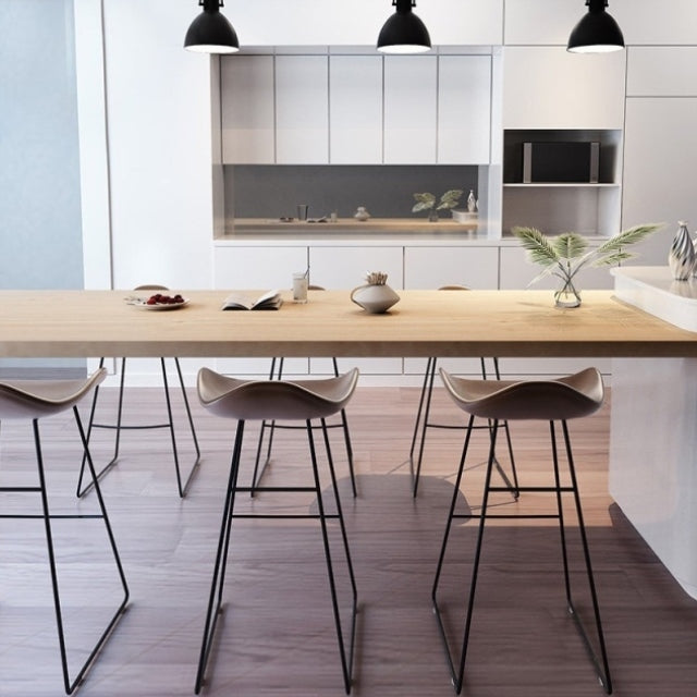 Modern Backrest Armless Counter Stool Upholstered Bar Stool with Metal Base