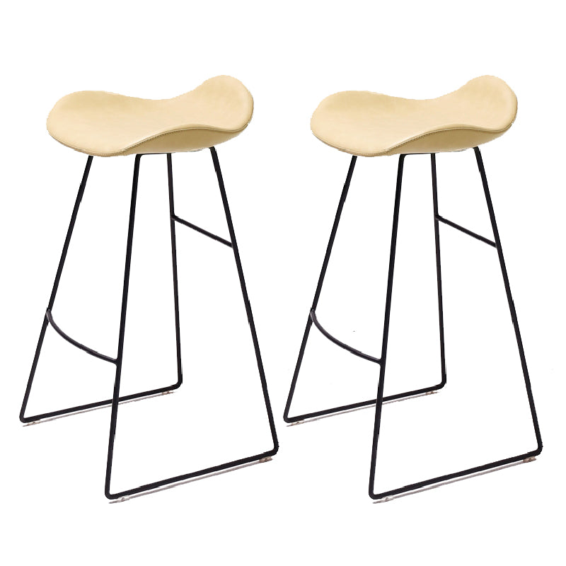 Modern Backrest Armless Counter Stool Upholstered Bar Stool with Metal Base