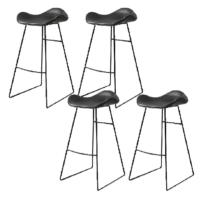 Modern Backrest Armless Counter Stool Upholstered Bar Stool with Metal Base