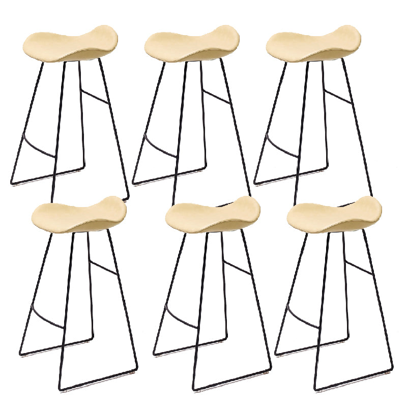 Modern Backrest Armless Counter Stool Upholstered Bar Stool with Metal Base