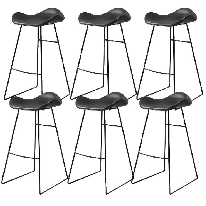 Modern Backrest Armless Counter Stool Upholstered Bar Stool with Metal Base